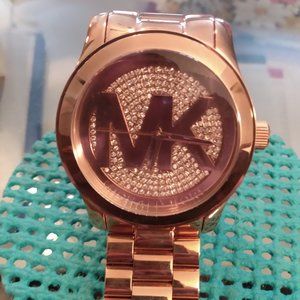 women's Michael Koors rhinestone rose gold tone watch